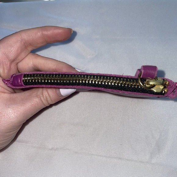 Jennifer Haley Stitched Coin Purse Wallet Made In Mexico Purple Leather Key Ring - Picture 3 of 14